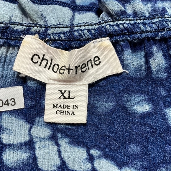 CHLOE + RENE Easy Care Poly Pleated Tie Dye Tunic Blouse Bell Sleeves US Sz XL - Picture 5 of 12